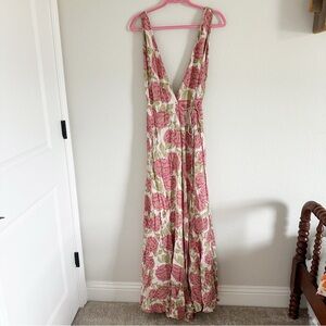 Reformation Anne Maxi Dress Bridesmaid Wedding Floral Wrap Pink Sz 8